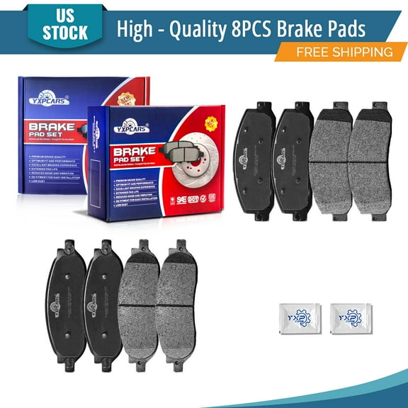YXPCARS D1069 D1068: 8PCS Front and Rear Ceramic Brake Pads for Ford F-350 Super Duty 2005-2008 Models w/ Single Rear Wheels (SRW) F-250 Super Duty 2005-2007 All Models