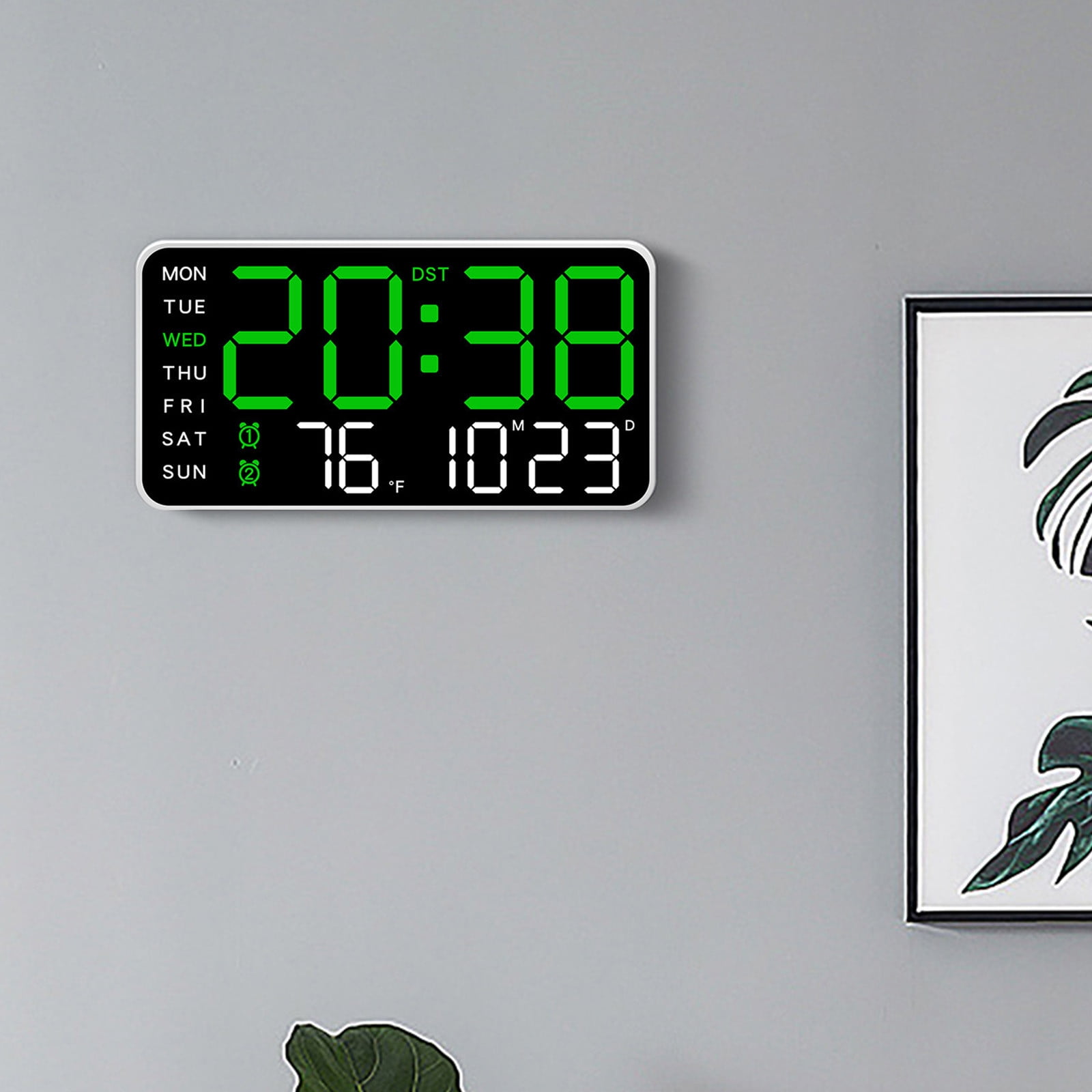 8.5" Large Display Digital Wall Clock, Digital Alarm Clock, with Date, Temperature, Auto DST, Modern Decor Design for Desk, Wall, Room, Bedroom, Gift, Yougster and Elderly