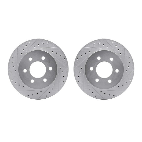 Dynamic Friction Company Front Brake Rotors-Drilled and Slotted-Silver 7002-40042