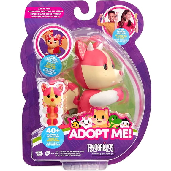 Adopt Me! Fingerlings Strawberry Bat Dragon Figure