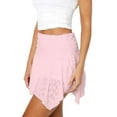thumbnail image 2 of Women Low Rise Lace Y2k Pleated Ruffle Short Skirt Flowy Asymmetrical Underskirt Fairy Half Slip Skirts Pink M, 2 of 5