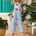 thumbnail image 5 of Fgvctg Womens Valentine's Day Jumpsuits Wide Leg Pant Romantic Love Heart Print Overalls Sleeveless Romper Spaghetti Straps Jumpsuits Oversized Bib Overalls Sprimg Clothing With Pockets Sky Blue 2XL, 5 of 5