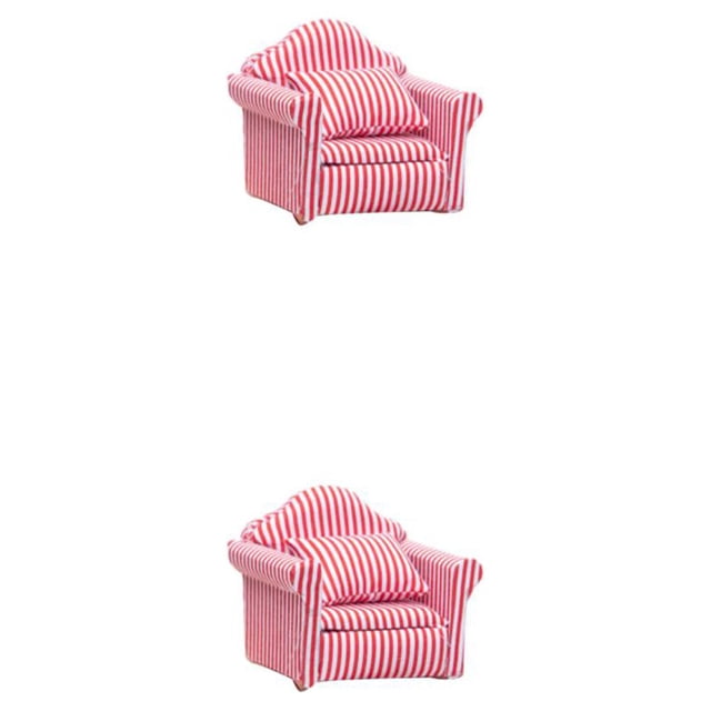 Bewildely Cojín en miniatura - Aplicación Sofá Sofá Sillón en miniatura portátil de poliéster - Aplicación Franja de cuadros individuales franja 2piezas