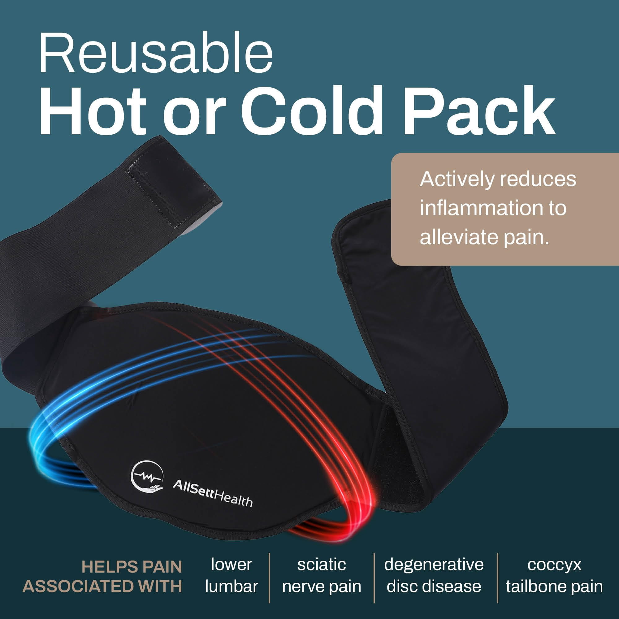 Reusable Ice Pack for Back Pain Relief | Adjustable Lower Back Pain Wrap for Hot and Cold Therapy | Relief for Lower Lumbar, Sciatic Nerve, Herniated or Degenerative Disc, Coccyx, Tailbone Pain