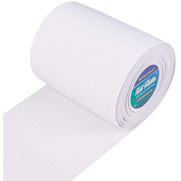 5ms 5 Meters/5.5 Yards 100mm Wide White Heavy Stretch Elastic Band High Elasticity Knit for Sewing Clothing Craft Project