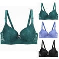 thumbnail image 2 of YWDJ Push up Bras for Women Plus Size Padded 3 Pack Comfy Bras Underwire Lounge Bras Adjustable Straps Half Cup Wrap Comfortable Bras Padded Plus Size Lace Bras Solid Bras Green S, 2 of 3