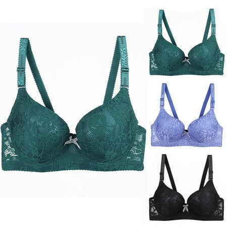 Bigersell Womens Bras Comfortable Clearance 3pc Racerback Sports Bras Sets V-Neck Balconette Bra Style B-68 Hook and Loop Bra Closure No Underwire Wire-Free Bra Pack F-Green L