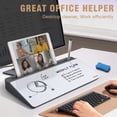 thumbnail image 3 of SELEAD Desktop Glass Whiteboard with Organizer, Markers, Eraser, Holder - Small Dry Erase White Board Computer Pad Keyboard Stand for Home, Office Desk Accessories - Grey, 3 of 8