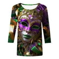 thumbnail image 4 of CONZONE Womens Mardi Gras T-Shirts 3/4 Sleeve T-Shirts for Women Trendy Graphic Soft Loose Fit 2026 Carnival Tops for Lady, 4 of 5