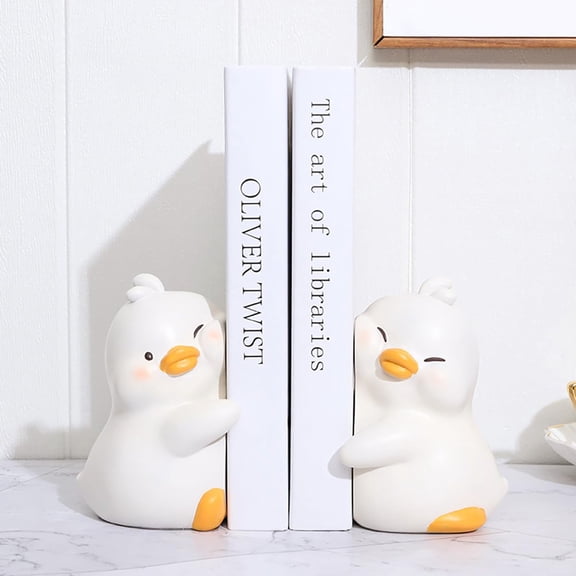 Cute Hug Ducks Decorative Bookends, Unique Book Ends to Hold Books Creative Resin Book Holder Stopper for Home Office Desk Bookshelf Decoration
