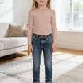 thumbnail image 4 of KPOPLK Girls Long Sleeve Tees Girls' Soft T-Shirts Kids Basic Crewneck T-Shirts Top for Teen Youth Girls 4-14Y Size 11-12 Years,Beige, 4 of 7