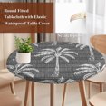 thumbnail image 3 of Dark Grey Palm Tree Round Tablecloth 36-44 Inch Round Fitted Table Cloth with Elastic Edge, Summer Botanical Tropical Tree Waterproof Table Cover Protector for Outdoor Picnic Party Dining, 3 of 9
