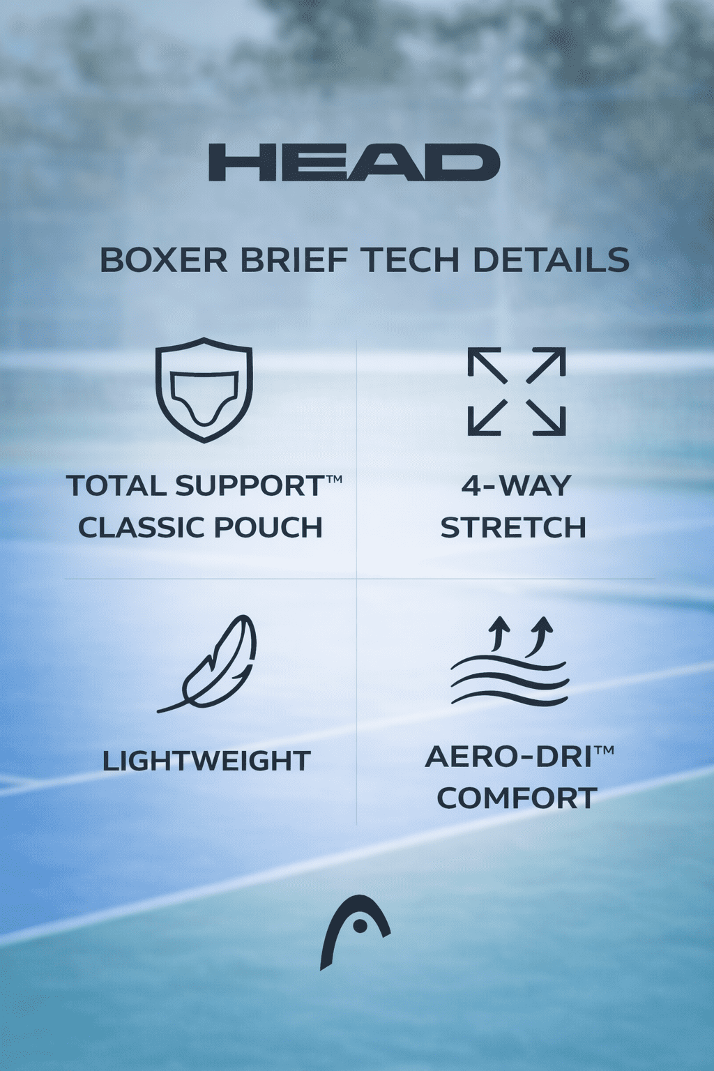 Men’s HEAD Cotton Underwear Stretch Boxer Briefs, 4-Pack (Sizes S–XL)