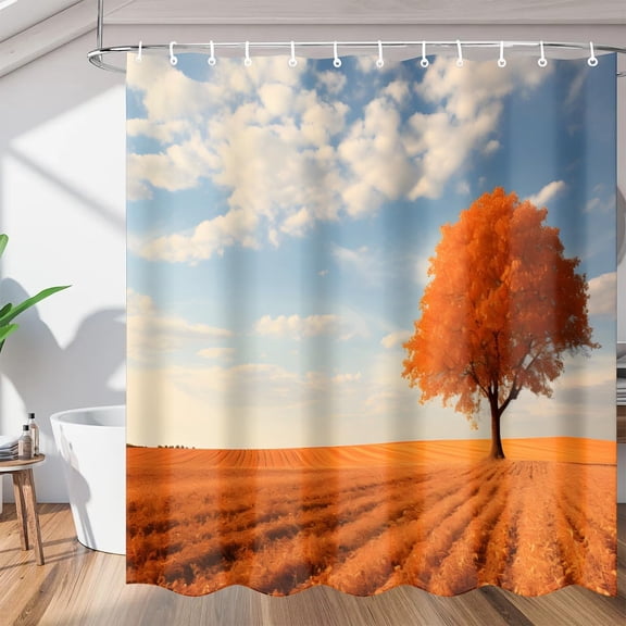 Autumn Tree Shower Curtain, Waterproof Fabric Shower Curtain, Washable Polyester Bath Curtain for Bathroom Decor 36"W X 72"H