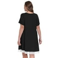 thumbnail image 3 of VEPKUL Women's Plus Size Casual Printed Round Neck Lace Button Short Sleeves Dress Black_1X, 3 of 7