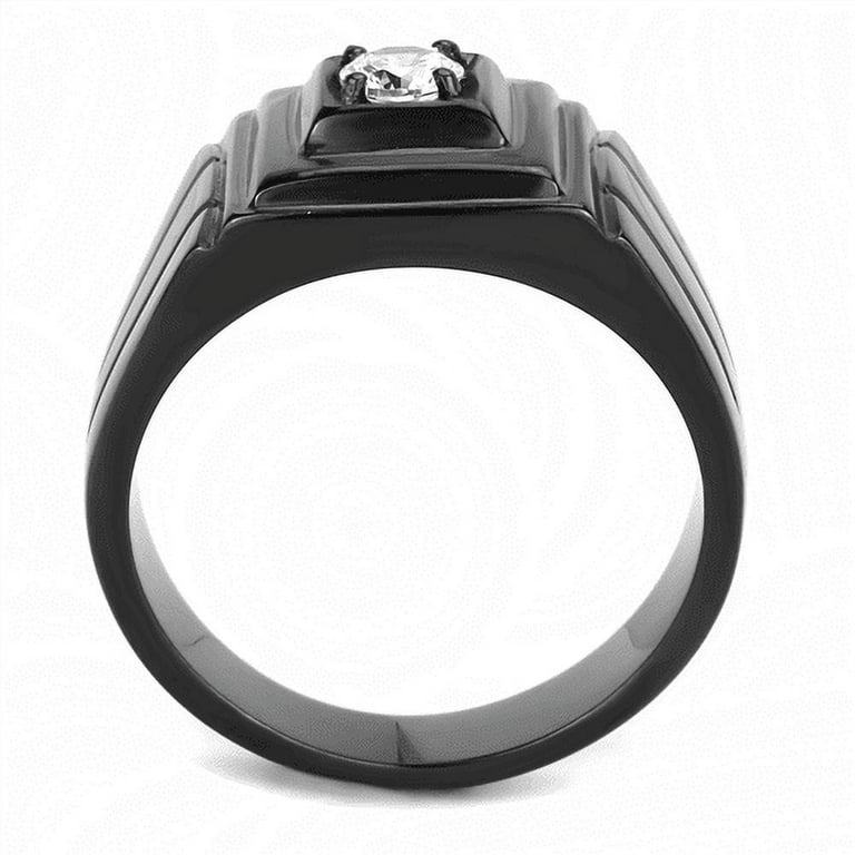 Men's Ring Black on sale Stainless Steel Solitaire Square