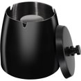 thumbnail image 1 of Cenicero de metal de acero inoxidable con tapa (negro grande), metal irrompible para exteriores, hermoso cenicero de acero inoxidable resistente a la intemperie con tapa a prueba de olores, adecuado, 1 of 5
