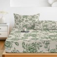 thumbnail image 6 of Queen Size Fitted Sheet Set - Sage Green Rose 3 Piece Bedding Sets 16" Deep Pocket Fitted Sheet with 2 Pillowcases, Farmhouse Vintage Botanical Floral Burlap Brushed Microfiber Hotel Bed Sheets, 6 of 9