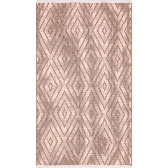 SAFAVIEH Montauk Kimberlyn Geometric Diamond Cotton Area Rug, Beige/Ivory, 2'3" x 3'9"