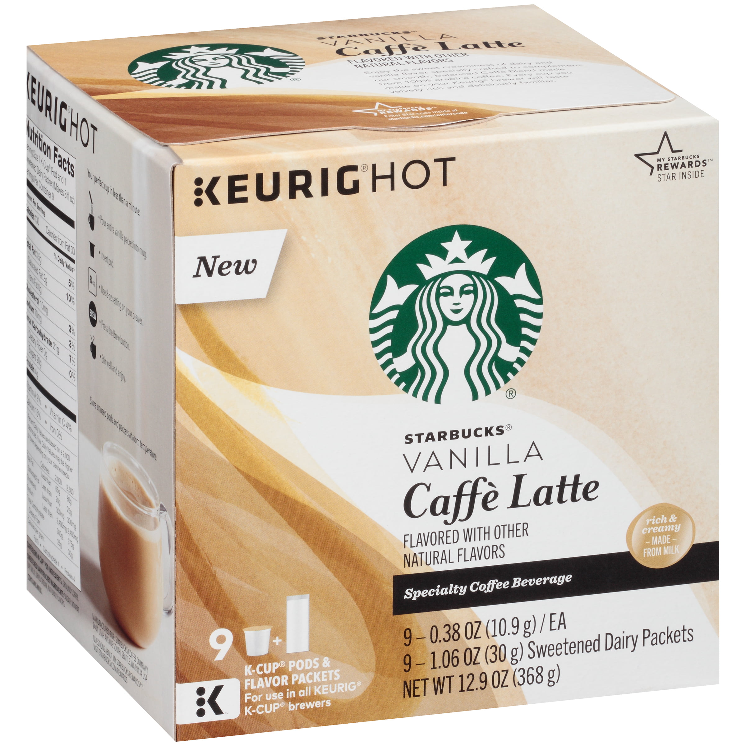 Caramel, K-Cup Starbucks Caffe Latte, Vanilla, K-Cup STARBUCKS Vanill...