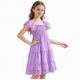 thumbnail image 5 of HCNTES Baby Girls Toddler Kids Summer Dress Ruffle Trim Casual Beach Dress for Little Children Big Kids 6-12M 2T 3T 4T 5T 6T 7T 8T 9T 10T 11T 12T(6-7 Years,D01-Light Purple), 5 of 7