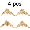 thumbnail image 2 of Decorative Wood Molding 4 Pieces Carved Wood Decorative Corner Molding Decorative Wood Wooden Crafts Wood Sculpture Decorative Rosette Molding Unpainted for Decoration, 2 of 5
