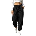 thumbnail image 2 of Pileajo Women's Casual Wide Leg Pants Drawstring High Waist Trousers Going out Jogger Pants with Side Pockets, 2 of 9