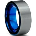thumbnail image 2 of Charming Jewelers Tungsten Wedding Band Ring 8mm for Men Women Comfort Fit Blue Pipe Cut Brushed Lifetime Guarantee Size 5, 2 of 5
