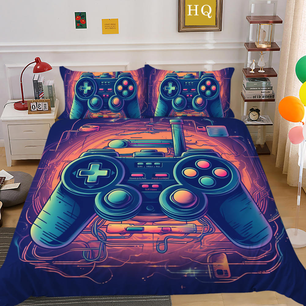 wenjialing 3D Gamer Printing Duvet Cover Set Soft Bedding Set Quilt