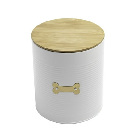 UPC: 0684753020487 | Park Life Designs 2.25 Qt. Medium Treat Tin with Bamboo Lid | Hector (White)