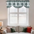 thumbnail image 2 of Green Boho Tie Up Valance Curtains for Windows, Kitchen Curtains Window Treatments, Southwest Ethnic Abstract Geometric Art Short Window Shades Valances for Bedroom Bathroom Cafe 42"x12", 2 of 8