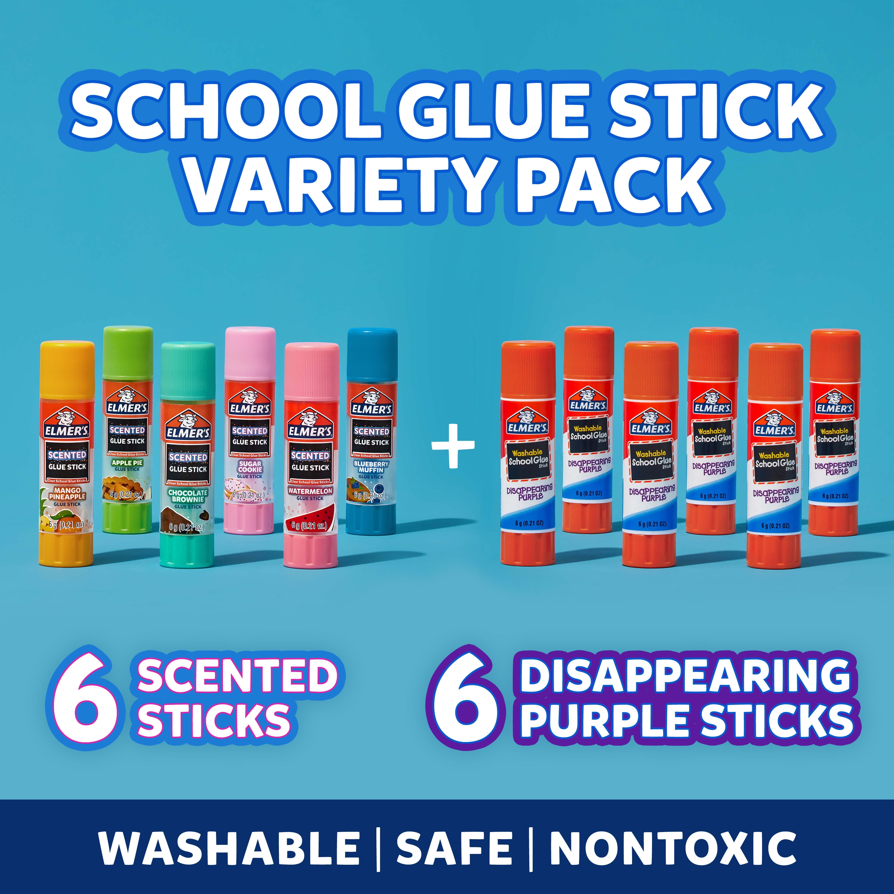 Elmer's School Glue 6 Disappearing & 6 Scented Glue Stick Set