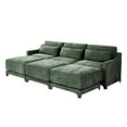 thumbnail image 3 of 105.9" Modular Sectional Sofa, 3 Seat Modular Couch with 3 Movable Ottomans and Lumbar Pillow, Chenille Fabric Sofa Convertible Sectional Couches for Living Room, Comfy Modular Sofa, Green, 3 of 9