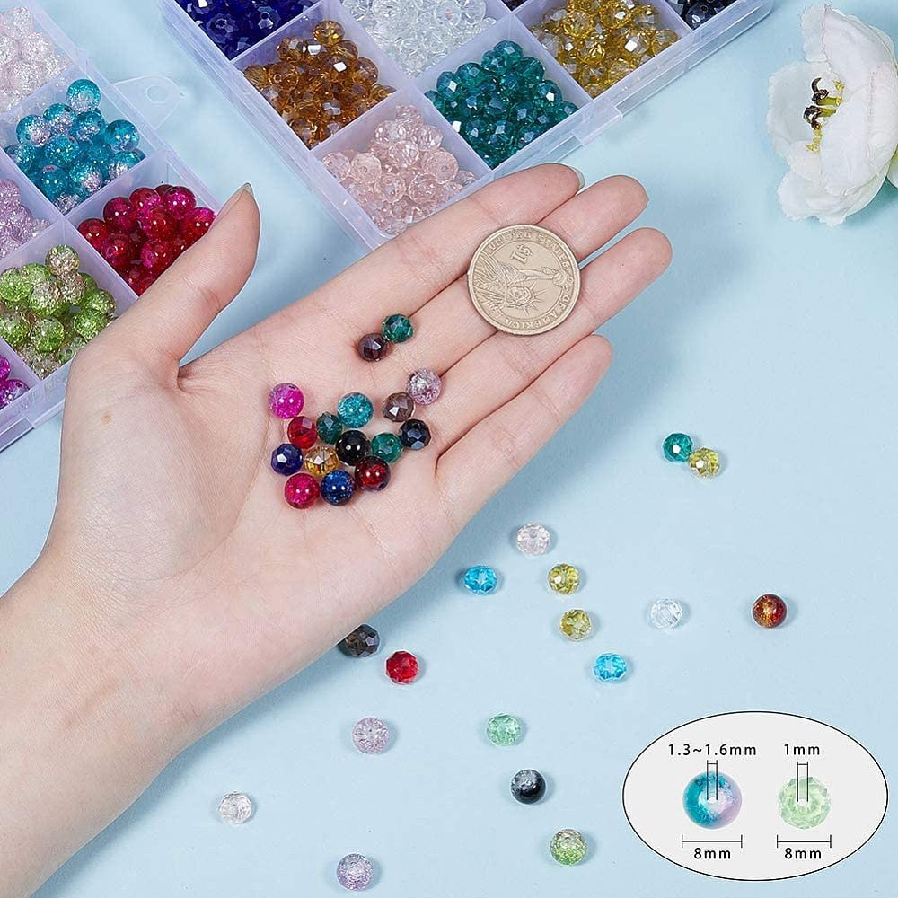 780pcs 24 Color Glass Beads Jewelry Making 300pcs Glass Beads and 480pcs Briolette Faceted Glass Beads Necklace Bracelets Making