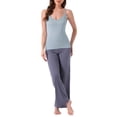 thumbnail image 2 of Camiseta sin mangas de cuello en V para mujer INSPIRE CHIC, top de pijama de tirantes delgados, M azul, 2 of 6