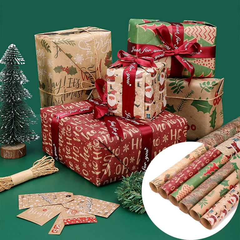 Vikakiooze Christmas Wrapping Paper Christmas Elements Series Single Sided Wrapping Paper Pattern Pattern