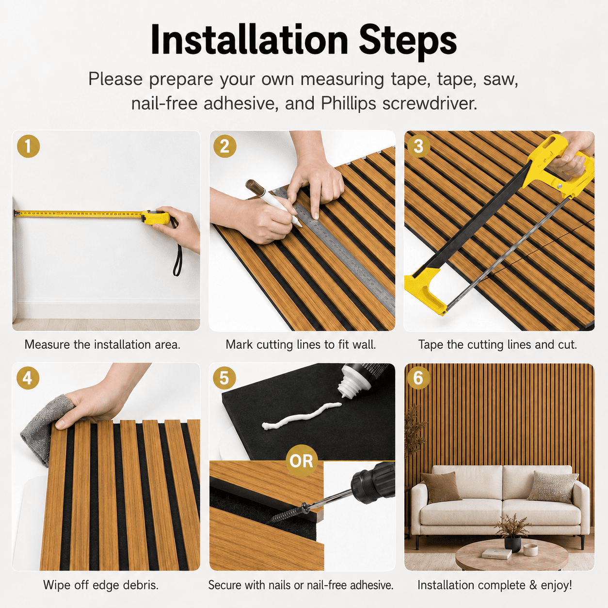 4-Pack Wood Slat Acoustic Wall Panels, 23.5" x 47.1" MDF Slat Wall Paneling for Modern Interior Wall Decor, Sound Absorbing Accent Panels, 31 Sq. Ft,Teak
