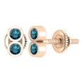 thumbnail image 1 of Dazzlingrock Collection Round Blue Diamond Vertical 2 Stone Style Screwback Stud Earrings for Her (0.24 ctw, Color Blue, Clarity I2-I3) in 18K Rose Gold, 1 of 4