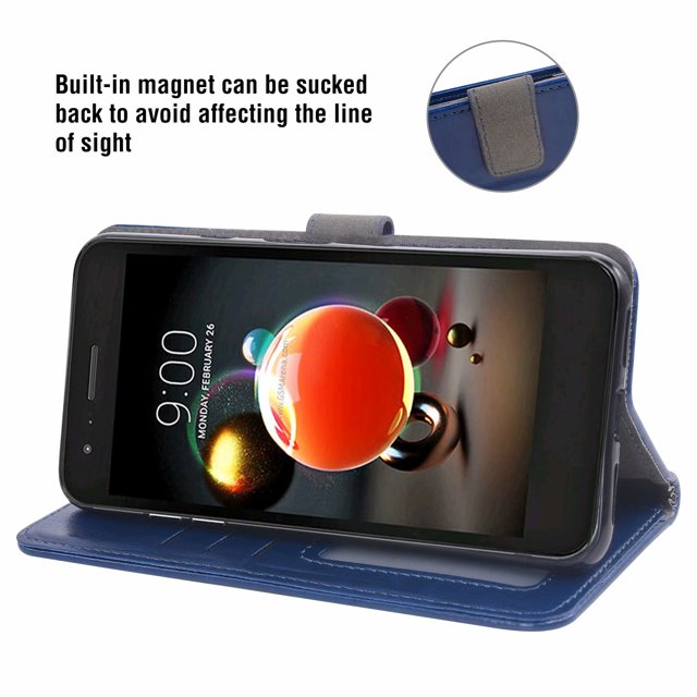 Mobile Phone Cover for Lg K8 2018, Cover Premium Pu Leather Tpu Flip Cover Magnetic Closure Card Compartment Stand Function Wallet with Lanyard Protective Cover