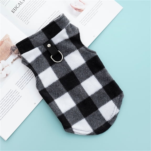 Dog Sweater with Leash Ring, Buffalo Plaid Fleece Vest Pullover Puppy Sweater Warm Jacket Pet Clothes Coats for Small Dogs Cats Teddy Chihuahua Yorkshire