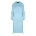 thumbnail image 4 of Women's Fall Sweatshirt Dresses Casual Long Sleeve Loose Pullover Hoodies Drawstring Split Hem Midi Dress With Pocket Beach Outfit for Women Summer Maxi Dresses Fall Womens Tops Maxi Dress Petite, 4 of 4