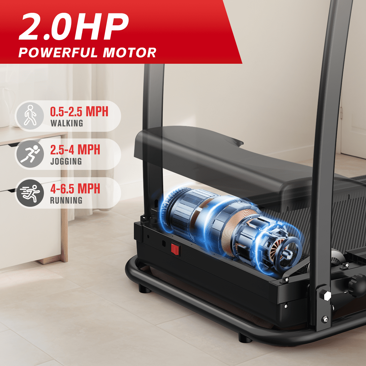 FLIMDER Walking Pad with Handle Bar, Foldable Treadmill 2.5HP Treadmill Under Desk 265 Lbs Capacity 2-in-1 Walking Treadmill Pad with Remote Controller for Home Office