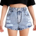 thumbnail image 1 of LIJCC Girls Washed Ripped Denim Shorts Button Front Zipper Summer Jeans Shorts Casual Fashionable Denim Shorts, 1 of 8
