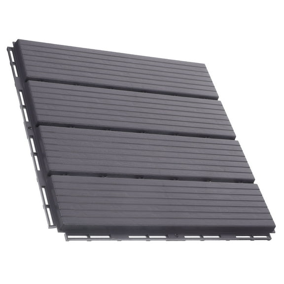KONTONTY Durable Grey Plastic Interlocking Deck Tile for Outdoor Use Waterproof Flooring 12x12 Inches