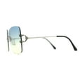 thumbnail image 3 of Womens Rimless Rectangle 90s Designer Sunglasses Silver Blue Yellow, 3 of 4