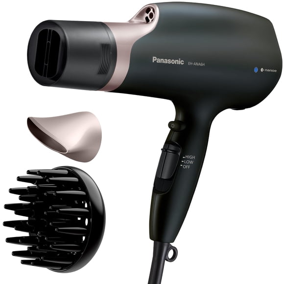 Secador de pelo Panasonic Nanoe Salon con boquilla oscilante de secado rápido, difusor para cabello rizado y ondulado, ajuste de calor de 3 velocidades para un peinado fácil y un cabello saludable, EH