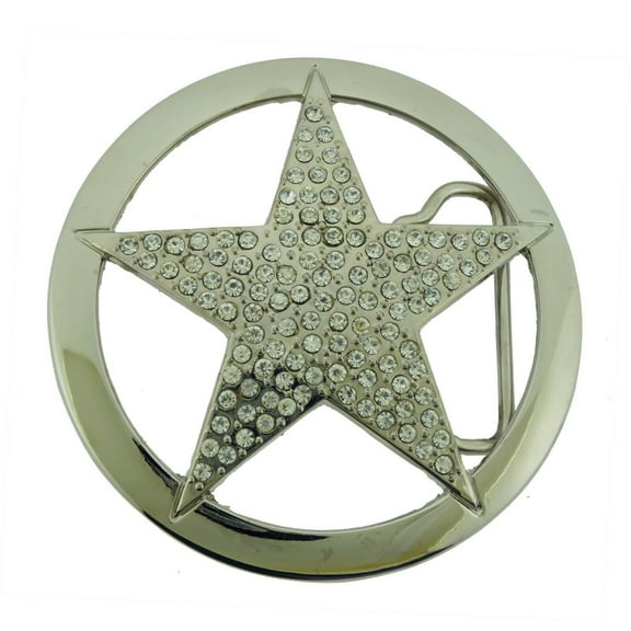 Lonestar cowgirl Belt Buckle Silver Chrome Metal Some Rhinestones Western Rodeo Costume