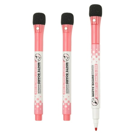 Magnetic Whiteboard Pen, 1-2mm Fine Tip Dry Erase Red Markers, 3 Pcs