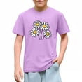 thumbnail image 2 of Girls Lavender T-Shirt, Short Sleeve Daisy Print Cotton Tee for Kids, Cute Purple Flower Top for Kids & Little Girls Play Clothes,Size 4 T, 2 of 9