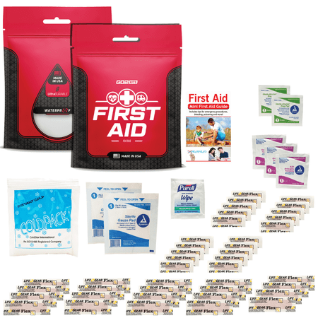 Go2Kits First Aid Kit Featuring Assorted Bandages, Wipes, Instant Ice Pack and First Aid Basics in Compact Reusable Kit USA Made RX399 (1 Pack)